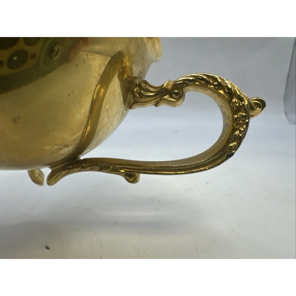Vintage Footed Brass Metal Footed Creamer & Sugar Bowl   Set